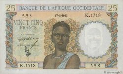 25 Francs FRENCH WEST AFRICA  1943 P.38 VZ+