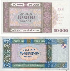 10000 et 50000 Manat Lot AZERBAIJAN  1994 P.21a et P.22 UNC