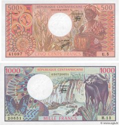 500 et 1000 Francs Lot REPúBLICA CENTROAFRICANA  1980 P.09 et P.10 SC+