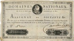 60 Livres FRANCE  1791 Ass.14a B+