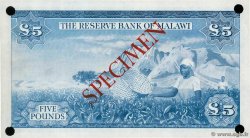 5 Pounds Spécimen MALAWI  1964 P.04s SPL