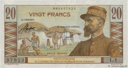 20 Francs Émile Gentil AFRIQUE ÉQUATORIALE FRANÇAISE  1957 P.30 FDC