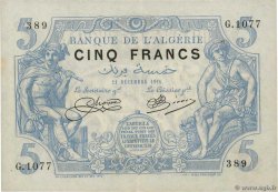5 Francs ALGÉRIE  1916 P.071a SUP