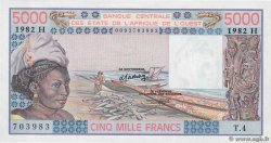 5000 Francs WEST AFRICAN STATES  1982 P.608Hg AU+