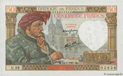 50 Francs JACQUES CŒUR FRANCIA  1941 F.19.05 q.FDC