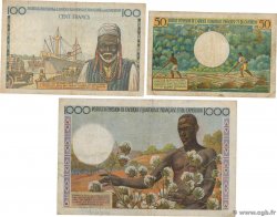 50, 100 et 1000 Francs Lot FRENCH EQUATORIAL AFRICA  1957 P31, P.32 et P.34 F - VF
