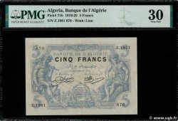 5 Francs ALGERIA  1919 P.071b VF