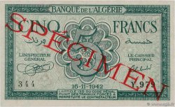 5 Francs Spécimen ARGELIA  1942 P.091s