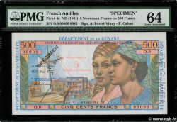 5 Nouveaux Francs sur 500 Francs Pointe à Pitre Spécimen FRENCH ANTILLES  1962 P.04s FDC