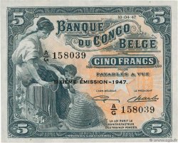 5 Francs CONGO BELGA  1947 P.13Ad