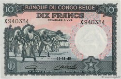 10 Francs BELGIAN CONGO  1948 P.14E UNC-
