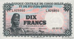 10 Francs CONGO BELGA  1955 P.30a