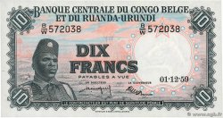 10 Francs CONGO BELGA  1959 P.30b FDC