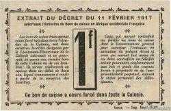 1 Franc DAHOMEY  1917 P.02b fST