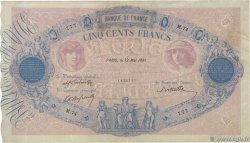 500 Francs BLEU ET ROSE FRANCIA  1891 F.30.04 BC+