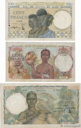 100 et 1000 Francs Lot FRENCH WEST AFRICA  1940 P.23, P.40 et P.42 fS