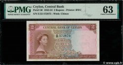 2 Rupees CEYLON  1954 P.050 fST+