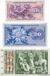 10, 20 et 50 Francs Lot SUISSE  1969 P.45s, P.46r et P.48i SPL