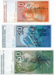 10, 20 et 50 Francs Lot SUISSE  1987 P.53g, P.55h et P.56h UNC-