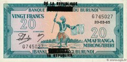 20 Francs BURUNDI  1965 P.15 AU