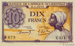 10 Francs FRENCH WEST AFRICA  1943 P.29 XF