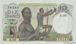 10 Francs FRENCH WEST AFRICA  1953 P.37 AU+