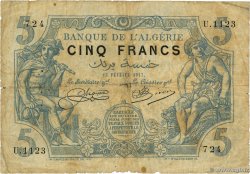 5 Francs ALGERIEN  1917 P.071b SGE