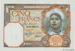 5 Francs ALGERIA  1941 P.077b UNC