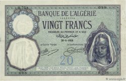 20 Francs ALGERIA  1920 P.078a VF-