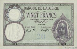 20 Francs ALGERIEN  1941 P.078c fST