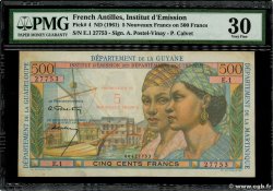 5 Nouveaux Francs sur 500 Francs Pointe à Pitre FRENCH ANTILLES  1962 P.04