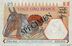 25 Francs Spécimen AFRIQUE ÉQUATORIALE FRANÇAISE Brazzaville 1941 P.07s fST+