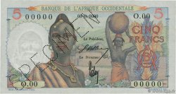 5 Francs Spécimen FRENCH WEST AFRICA  1943 P.36s AU-