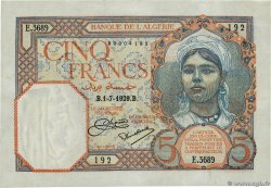 5 Francs ALGERIA  1929 P.077a