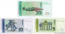 5, 10 et 20 Deutsche Mark Lot GERMAN FEDERAL REPUBLIC  1989 P.37, P.38a et P.39a UNC-