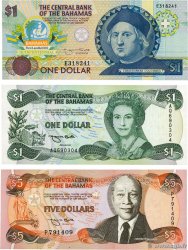 1 et 5 Dollars Lot BAHAMAS  1992 P.50a au P.52a NEUF