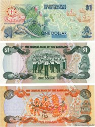 1 et 5 Dollars Lot BAHAMAS  1992 P.50a au P.52a NEUF