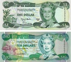 1 et 10 Dollars Lot BAHAMAS  1996 P.57a et P.59a fST+
