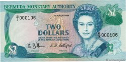 2 Dollars Petit numéro BERMUDA  1989 P.34b UNC