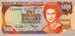 100 Dollars Petit numéro BERMUDA  1989 P.39 UNC