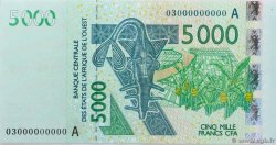 5000 Francs Spécimen WEST AFRICAN STATES  2003 P.117Aas AU