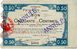 50 Centimes Annulé FRANCE regionalismo y varios Feignies 1914 JP.59-0934 MBC
