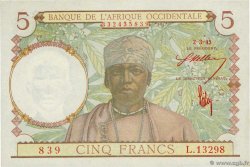 5 Francs FRENCH WEST AFRICA  1943 P.26 SC+
