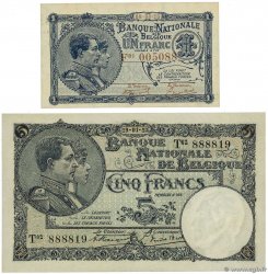 1 et 5 Francs Lot BELGIUM  1923 P.092 et P.093