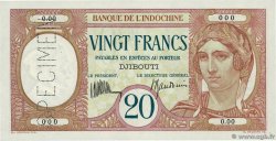 20 Francs Spécimen DSCHIBUTI   1936 P.07as