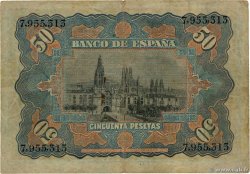 50 Pesetas ESPAÑA  1907 P.063a BC
