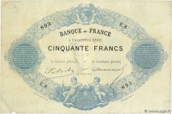 50 Francs type 1868 - Bleu à indices Noirs Petit numéro FRANCIA  1868 F.A38.01 q.MB