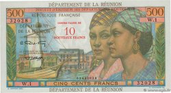 10 NF sur 500 Francs Pointe à Pitre ÎLE DE LA RÉUNION  1967 P.54b