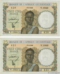 25 Francs Consécutifs FRENCH WEST AFRICA  1943 P.38 SC+