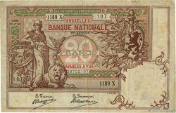 20 Francs BELGIQUE  1908 P.062d TB+